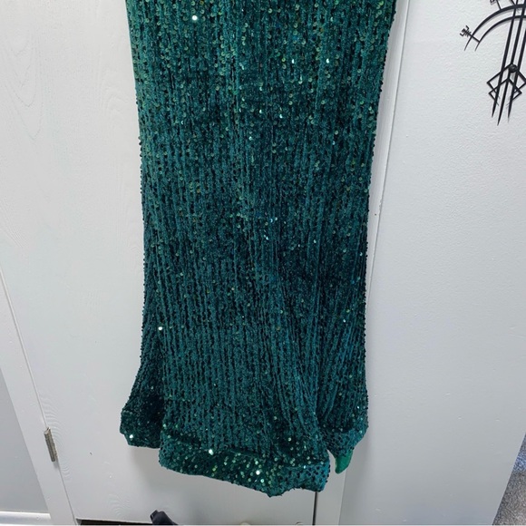 Giffniseti Sequin Mermaid Hem Sequin Prom Dress Evening Gown Green Medium - Picture 6 of 11